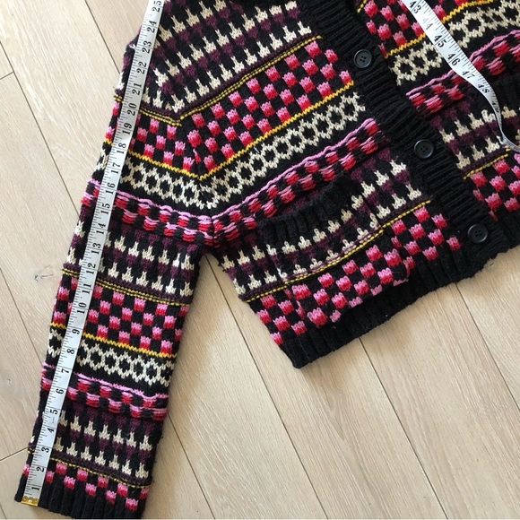 Zara Jacquard Multicolored Cropped Pocket Cardigan Jacket Size L - Picture 11 of 11